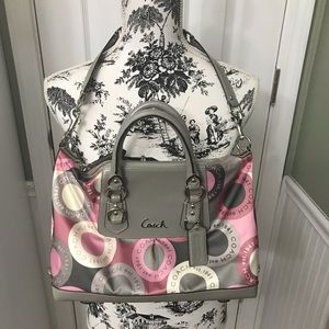 Coach leather and silk shoulder bag